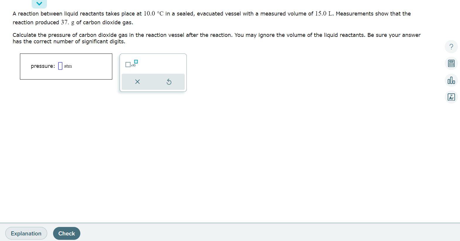 Solved A Reaction Between Liquid Reactants Takes Place At | Chegg.com