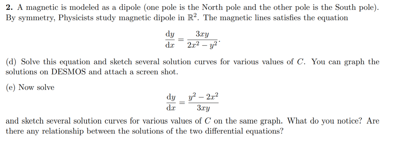Solved 2. A magnetic is modeled as a dipole (one pole is the | Chegg.com
