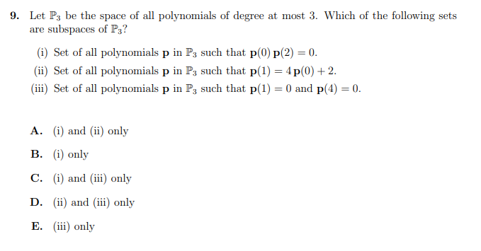 Solved 9. Let P3 be the space of all polynomials of degree | Chegg.com