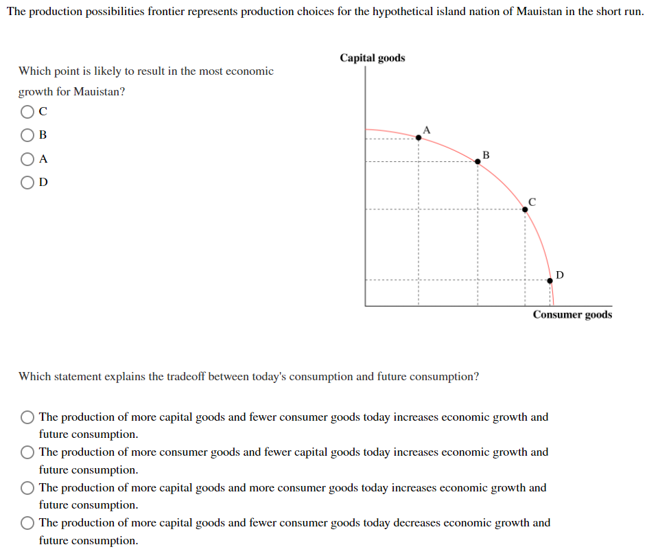 Solved The Production Possibilities Frontier Represents | Chegg.com