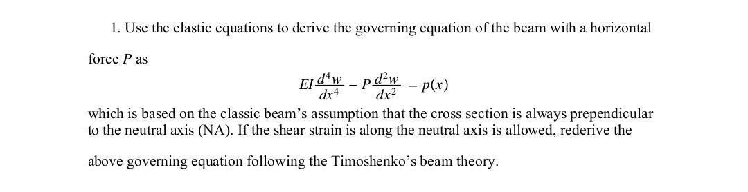 Solved 1. Use the elastic equations to derive the governing | Chegg.com