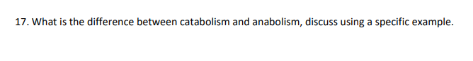 Solved 17. What is the difference between catabolism and | Chegg.com