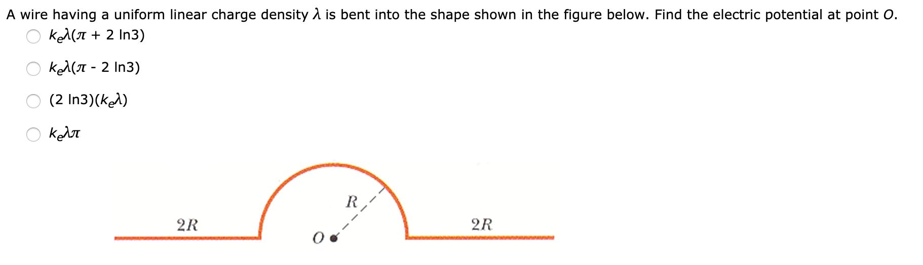 Solved A wire having a uniform linear charge density A is | Chegg.com