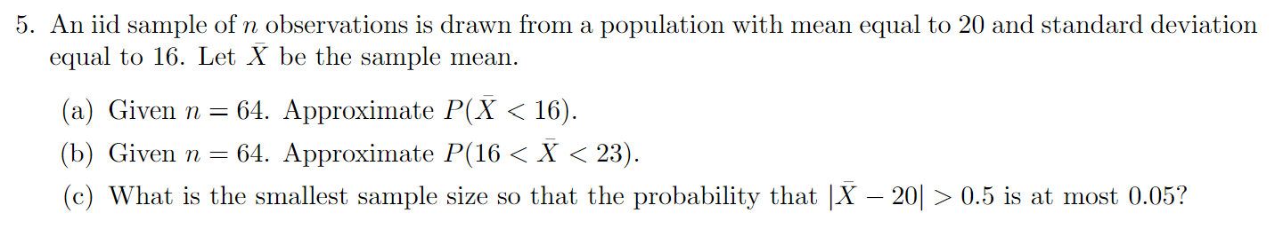 Solved 5. An iid sample of n observations is drawn from a | Chegg.com
