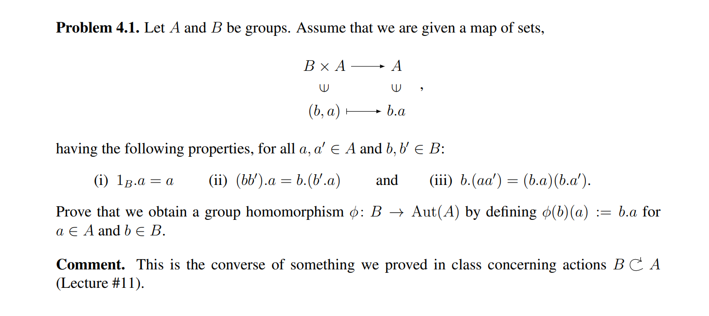 Solved Problem 4.1. Let A And B Be Groups. Assume That We | Chegg.com