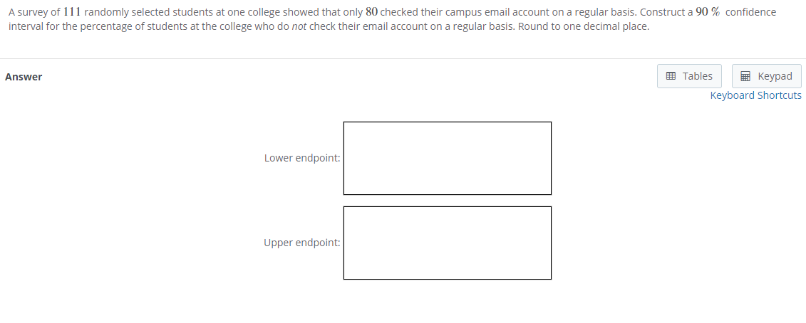 Solved A survey of 111 randomly selected students at one | Chegg.com