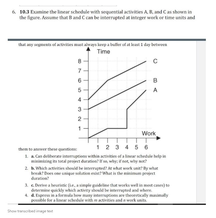 6. 10.3 Examine the linear schedule with sequential