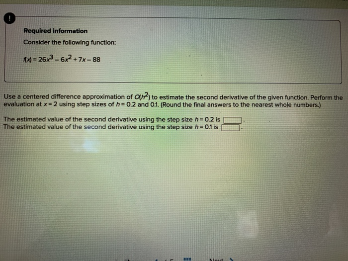 Solved Required information Consider the following function: | Chegg.com