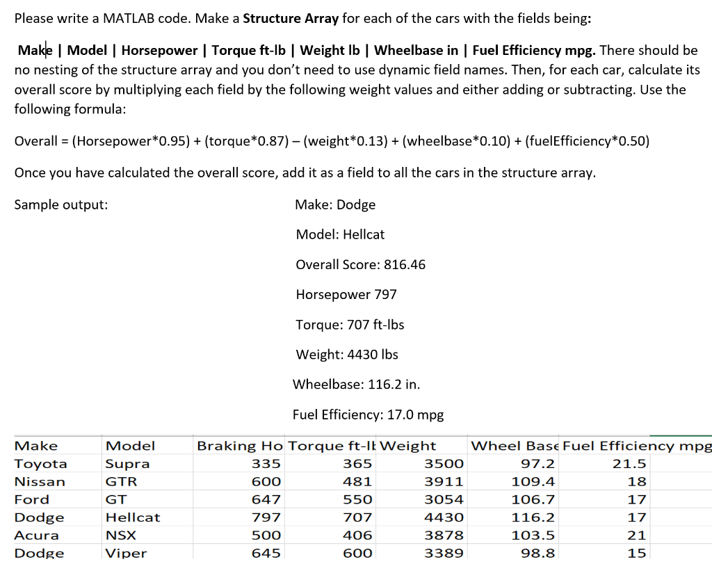 Please write a MATLAB code. Make a Structure Array
