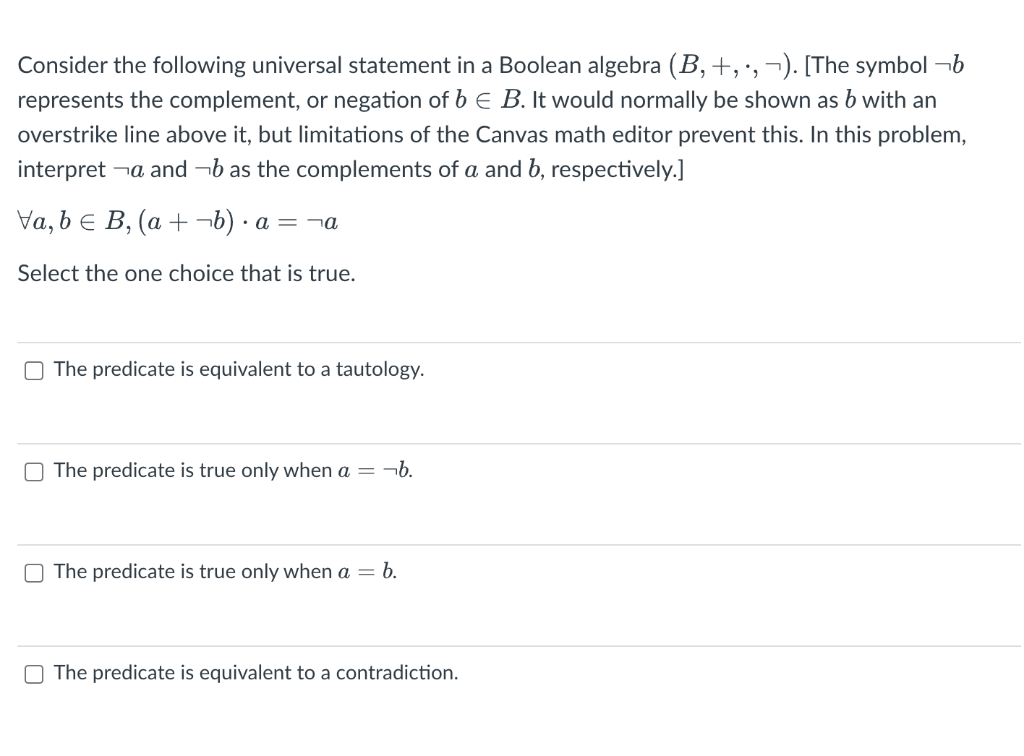 Solved Consider the following universal statement in a | Chegg.com