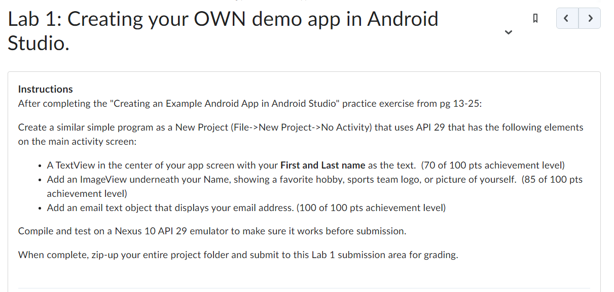 Solved Lab 1: Creating your OWN demo app in Android Studio. 