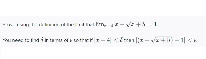 Solved Prove using the definition of the limit that lime-14 | Chegg.com