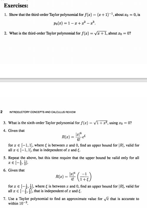 Solved Exercises: 1. Show That The Third-order Taylor | Chegg.com