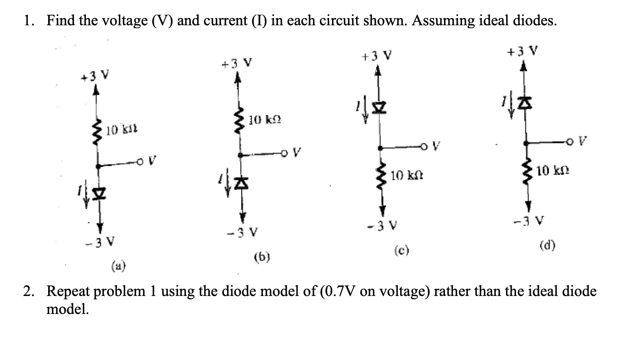 Solved 1. Find the voltage (V) and current (I) in each | Chegg.com