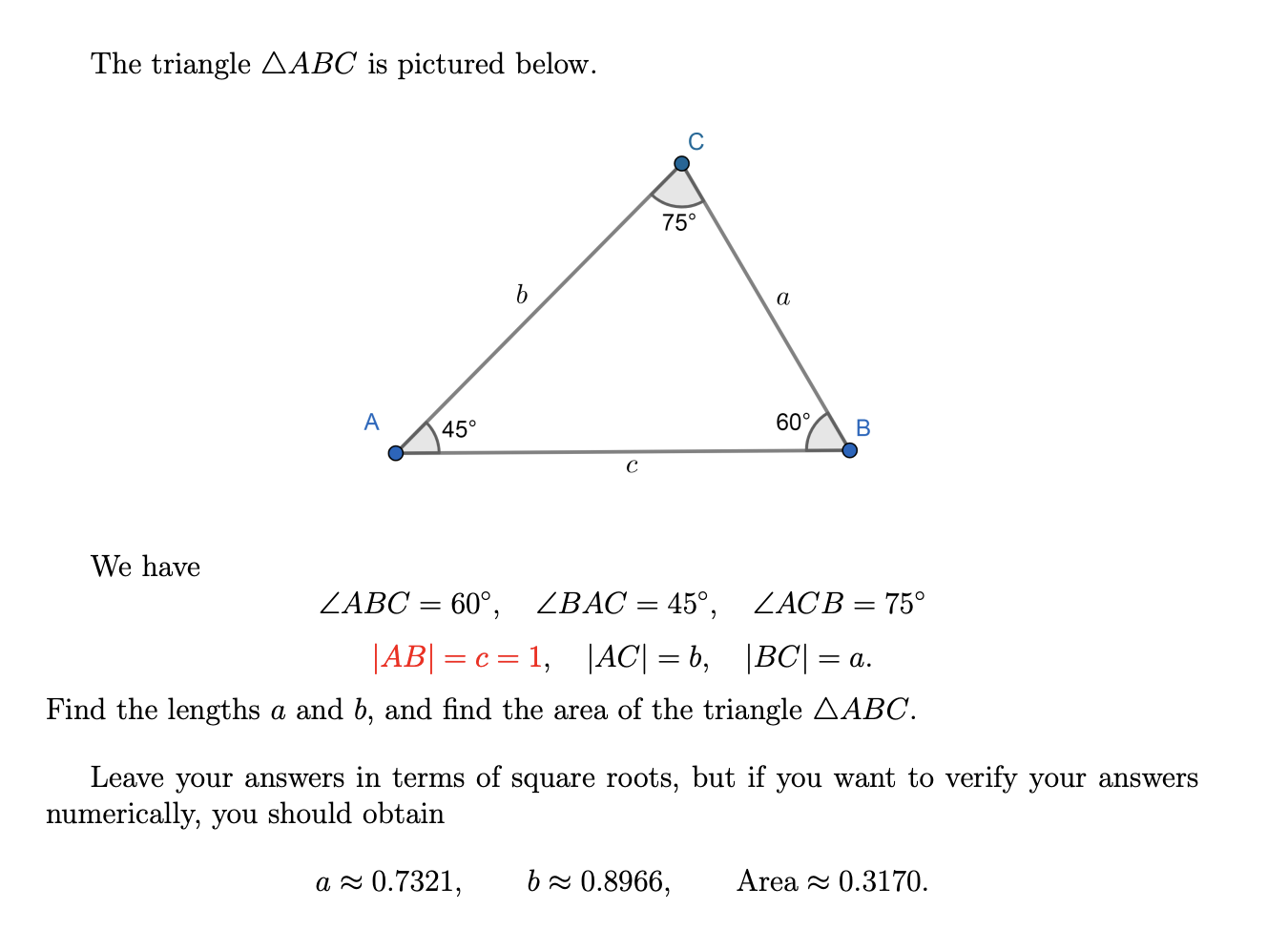 Solved The triangle ABC is pictured below. We have | Chegg.com