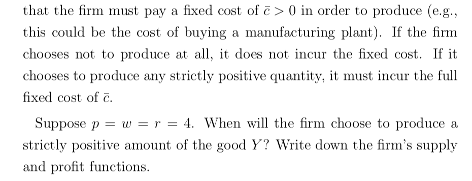 Solved Consider a firm that produces a single output good Y | Chegg.com