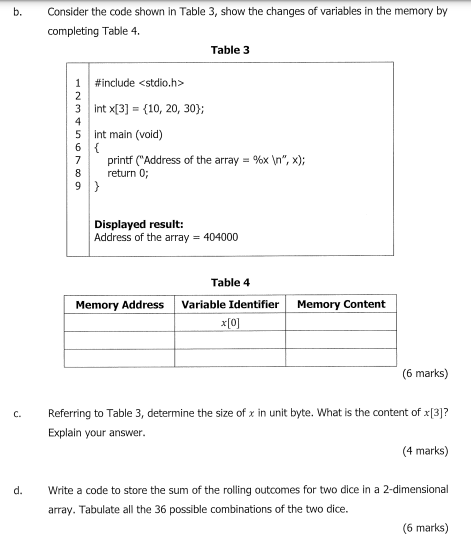 Solved b. Consider the code shown in Table 3, show the | Chegg.com