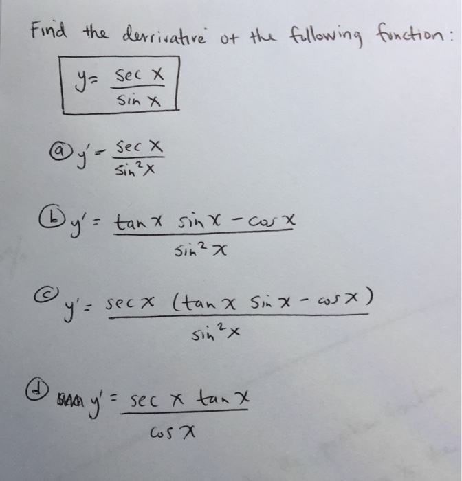 find the derivative of y sin x tan x