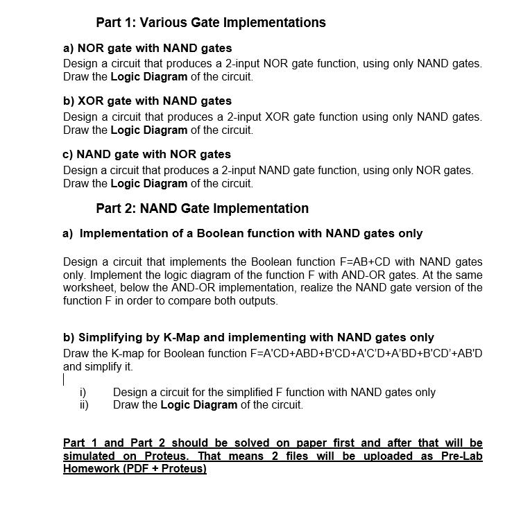 Solved Part 1: Various Gate Implementations a) NOR gate with | Chegg.com