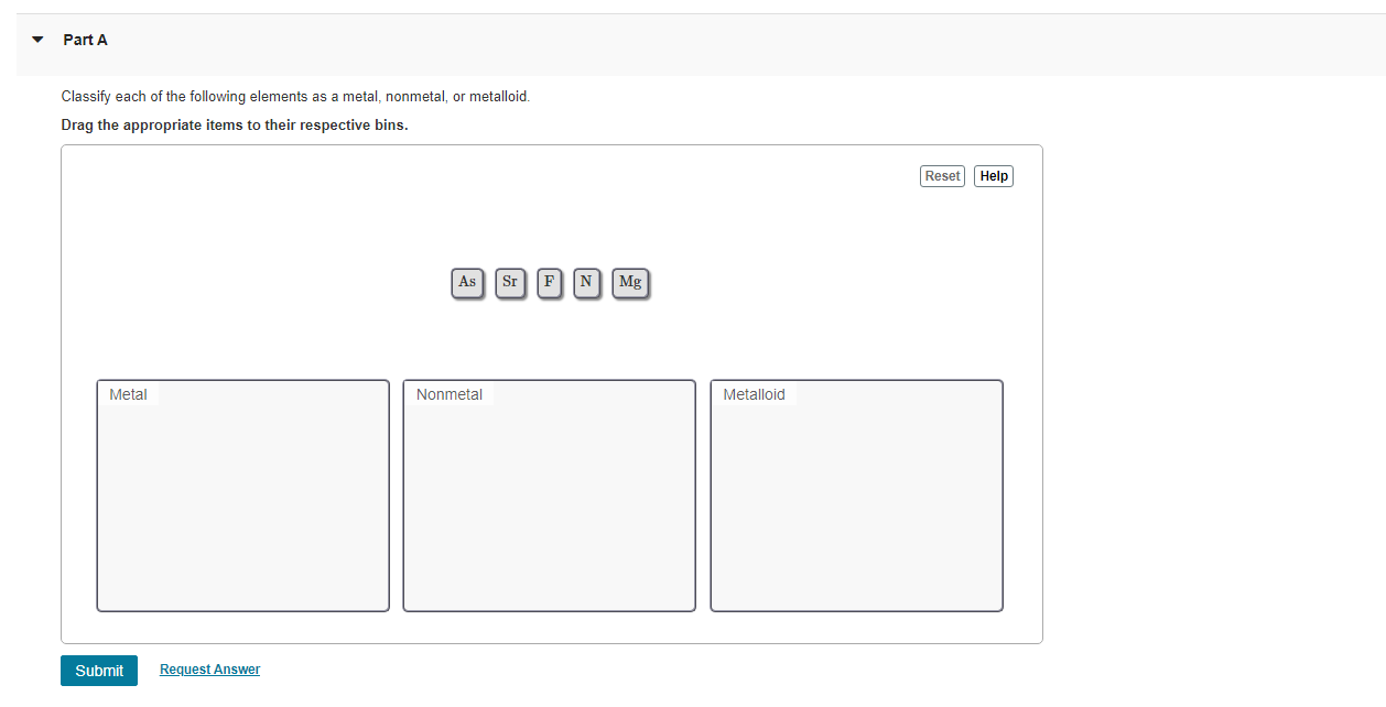 Solved Part A Classify each of the following elements as a | Chegg.com