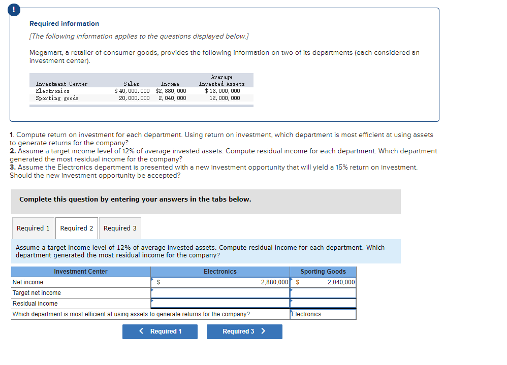 Solved Required information [The following information