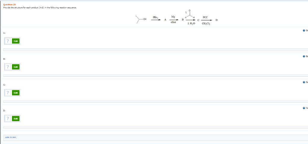Solved Provide the structure for each product (A-D) in the | Chegg.com