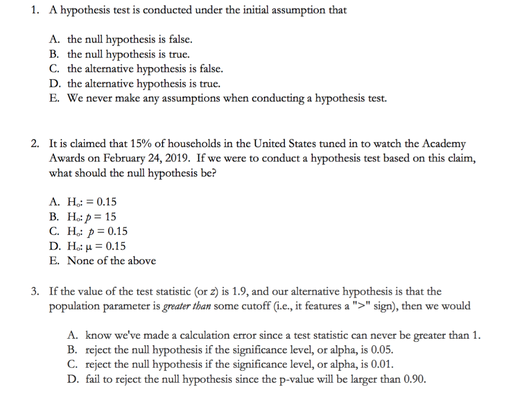 Solved 1. A hypothesis test is conducted under the initial | Chegg.com