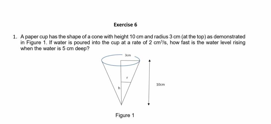 Solved Exercise 6 1. A paper cup has the shape of a cone | Chegg.com