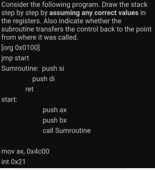 Solved Consider the following program. Draw the stack step | Chegg.com