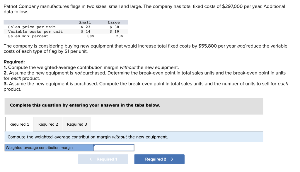 Solved Patriot Company manufactures flags in two sizes,