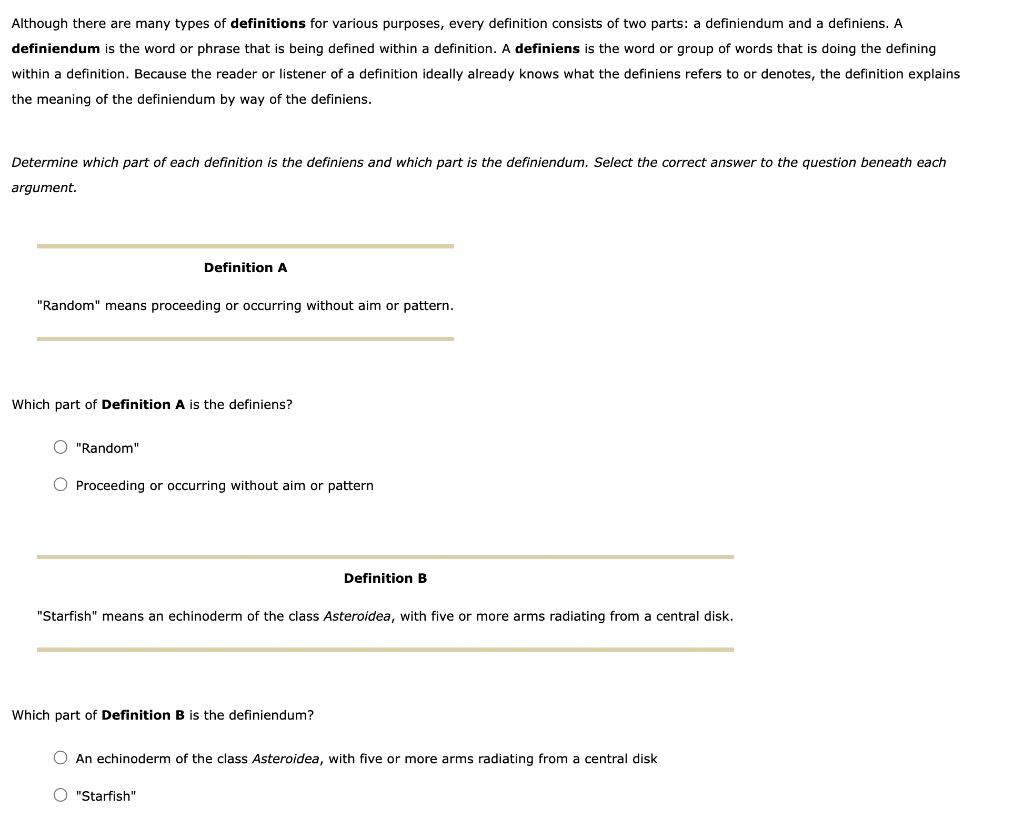 Solved Although there are many types of definitions for