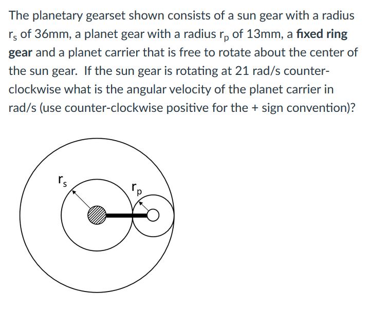Solved The gearset shown consists of a sun gear