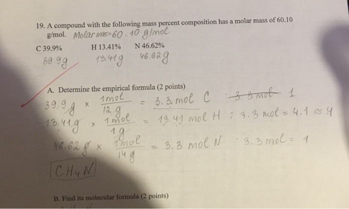 how to find molar mass of a compound with percent composition