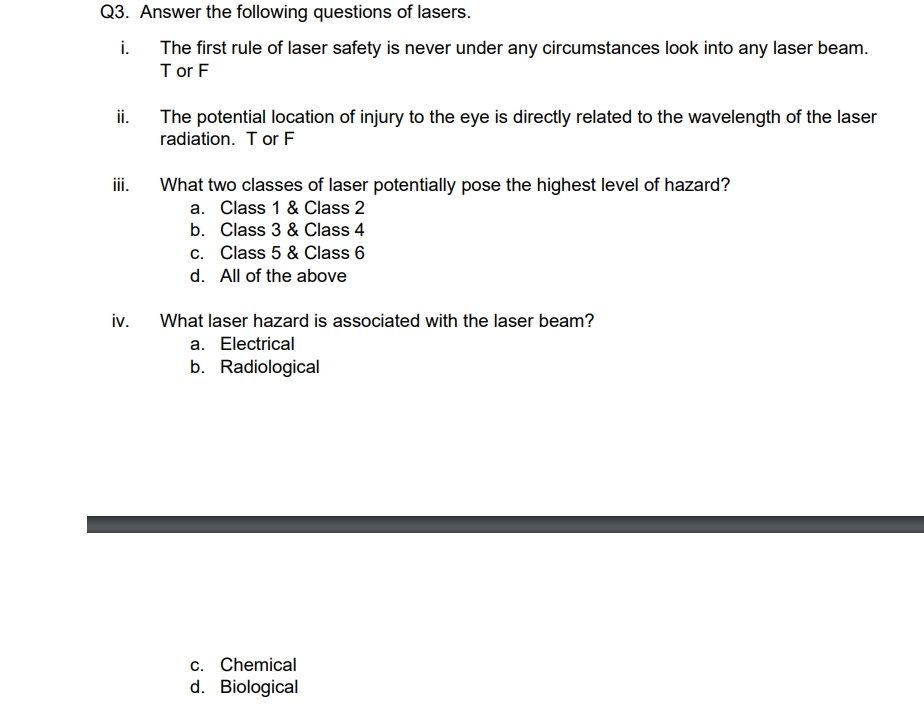 Solved Q3. Answer the following questions of lasers. i. The