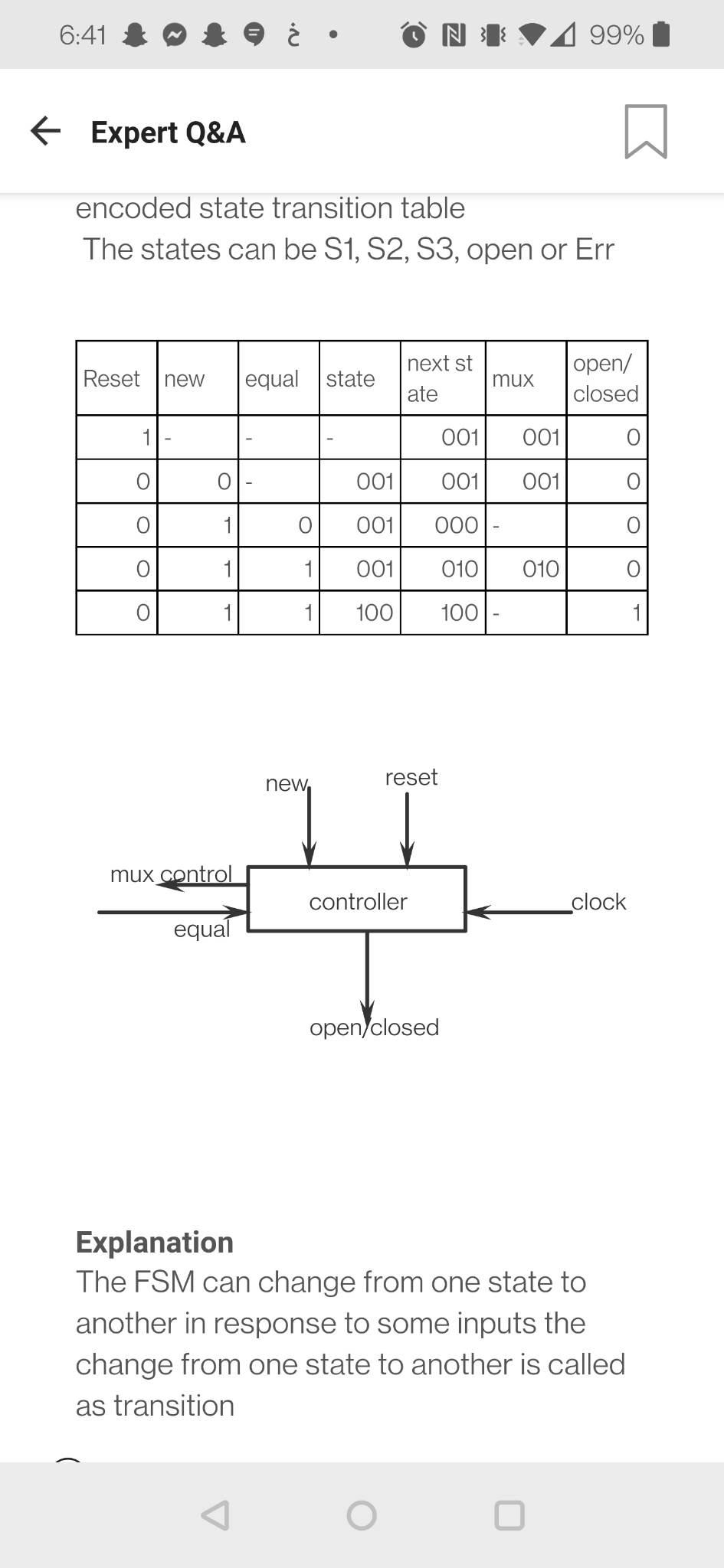 Solved encoded state transition table The states can be S1, | Chegg.com