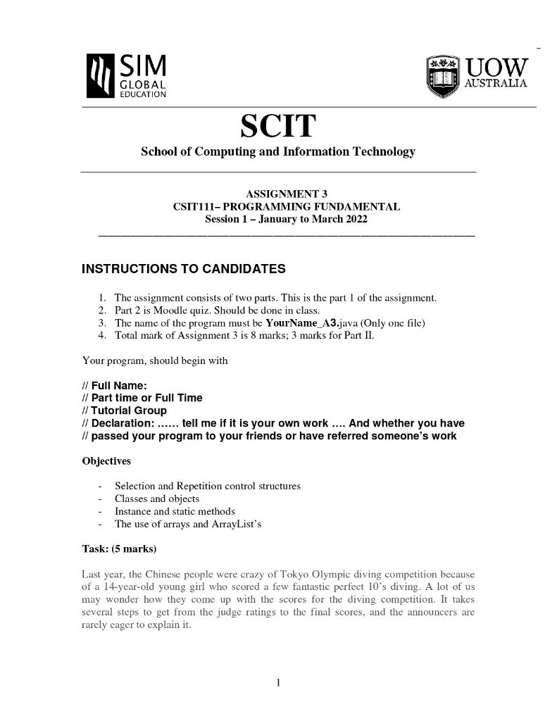 Schedule 2 2022 Instructions M Sim *** Uow Australia Global Education Scit School | Chegg.com