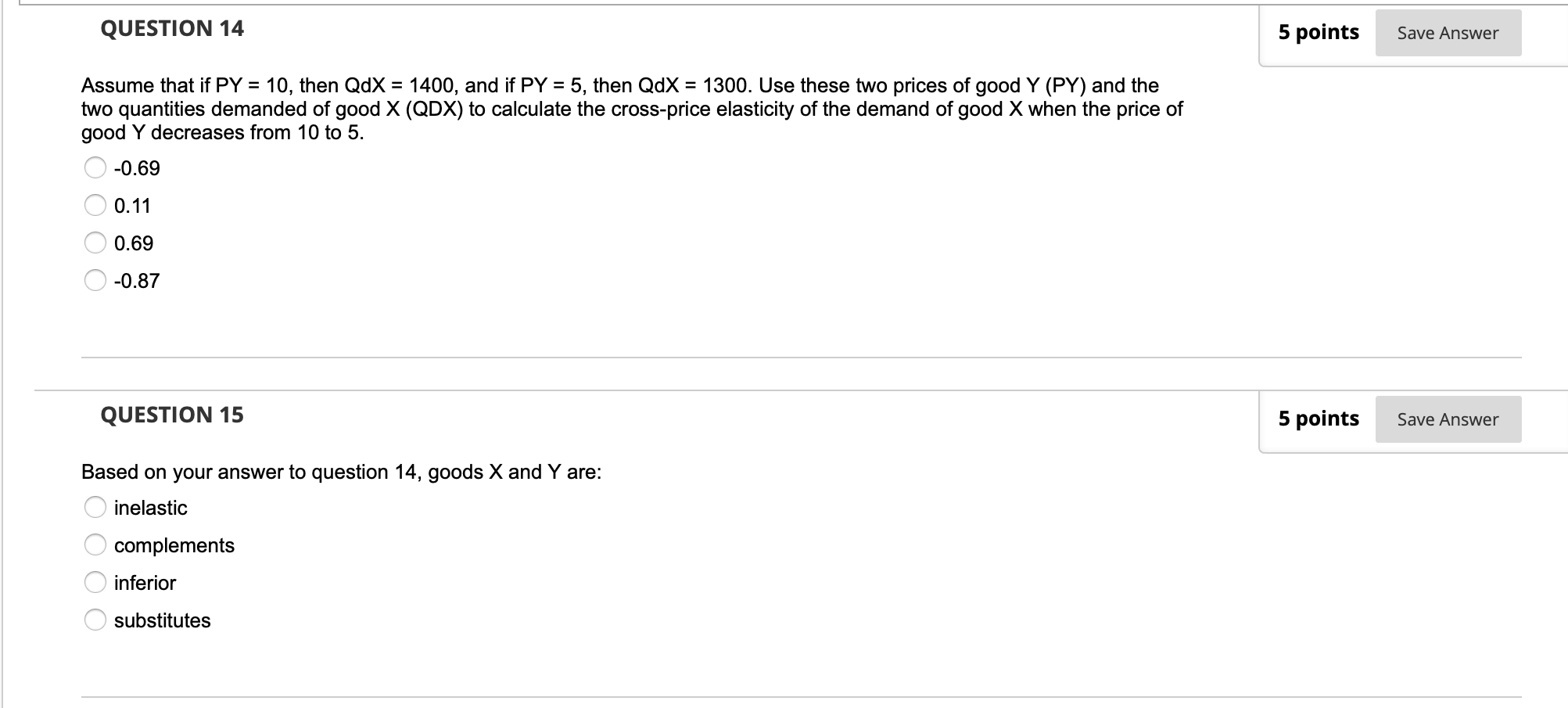 Solved QUESTION 14 5 points Save Answer = Assume that if PY | Chegg.com