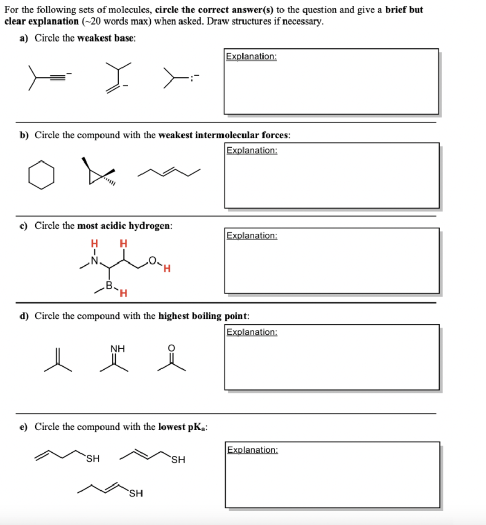 Solved For The Following Sets Of Molecules, Circle The | Chegg.com