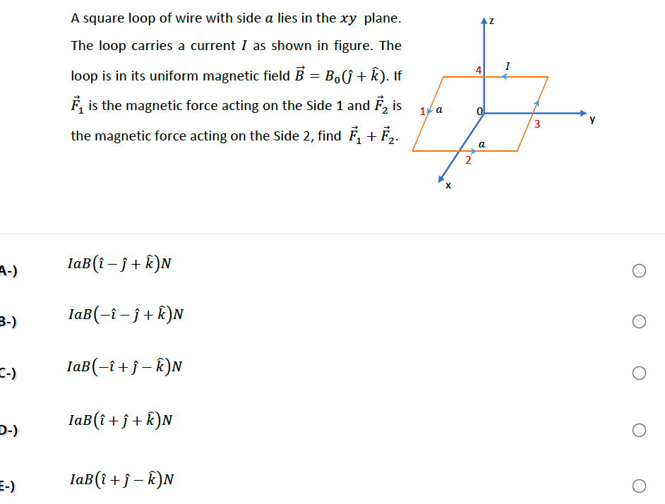 Solved Z 4 1 A Square Loop Of Wire With Side A Lies In Th Chegg Com