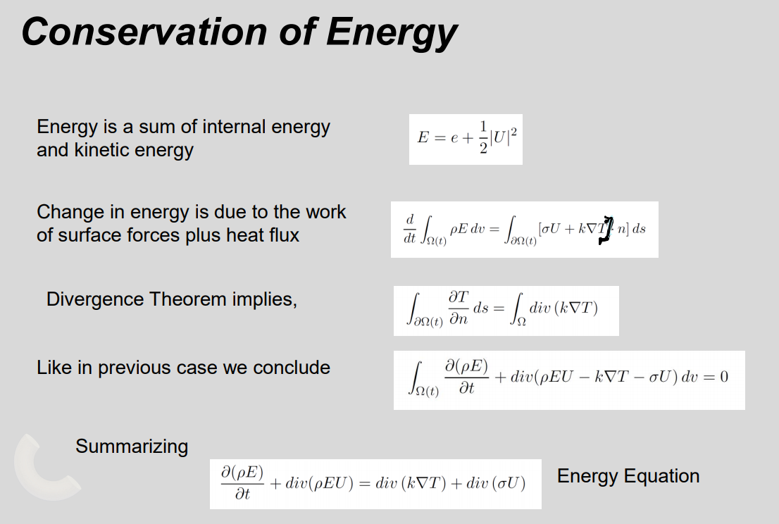 conservation of energy equation heat transfer