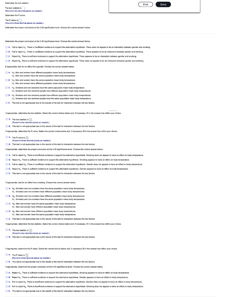 Solved The Accompanying Table Lists Body Temperatures (in ∘f 