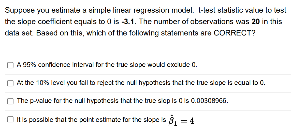 Solved Suppose you estimate a simple linear regression | Chegg.com