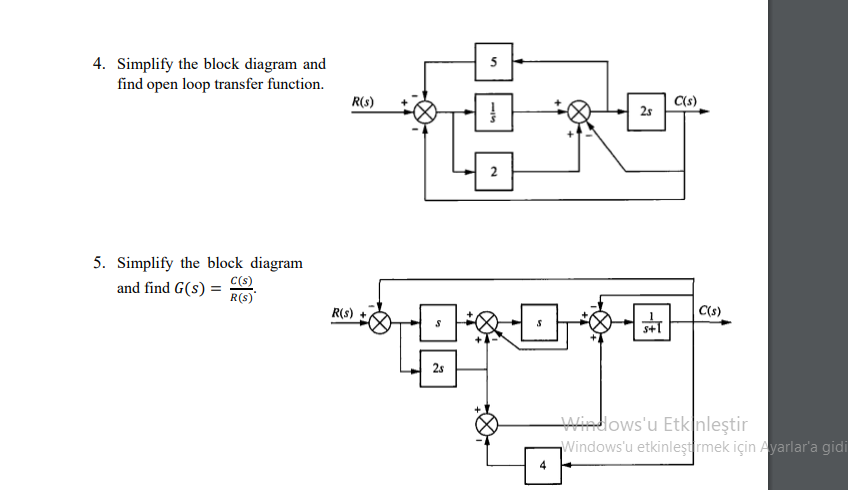 Solved 5 4. Simplify the block diagram and find open loop | Chegg.com
