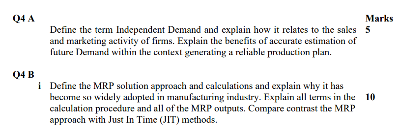 Solved Define the term Independent Demand and explain how it | Chegg.com