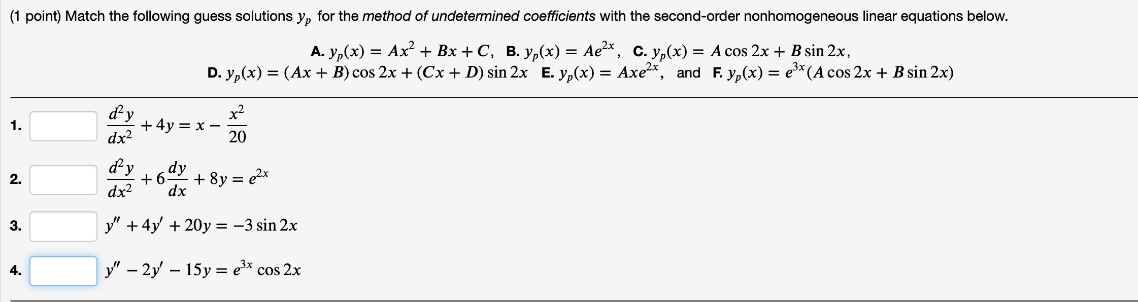 Solved 1 Point Match The Following Guess Solutions Yp F Chegg Com