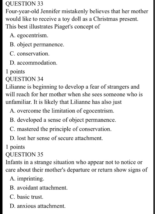 Solved QUESTION 33 Four year old Jennifer mistakenly Chegg