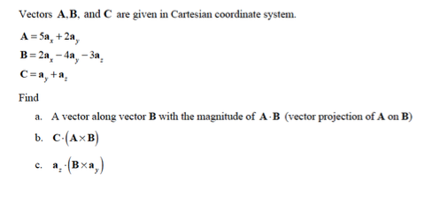 Solved Vectors A.B, And C Are Given In Cartesian Coordinate | Chegg.com