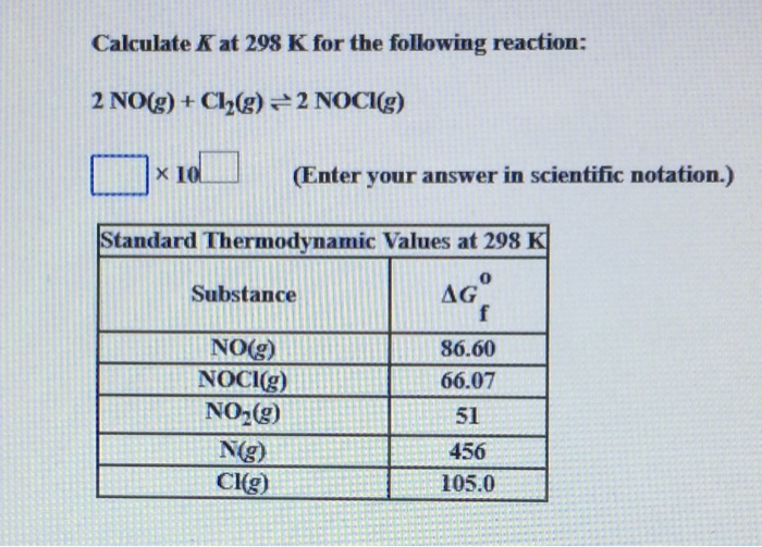 Solved Calculate K At 298 K For The Following Reaction: ? | Chegg.com