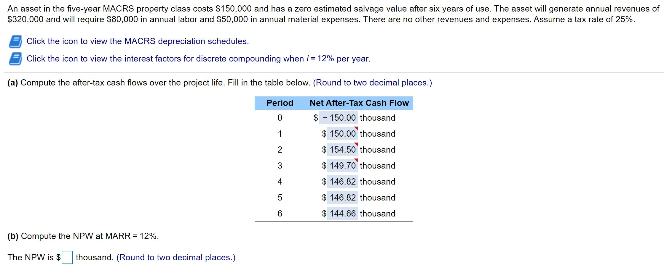 Solved An asset in the fiveyear MACRS property class costs