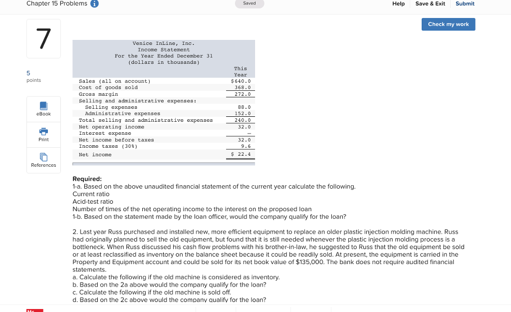 Solved Chapter 15 Problems Saved Help Save & Exit Submit | Chegg.com